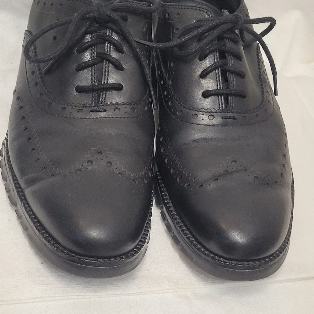 Cole Haan Zerogrand Mens 10M Black Leather Wingtip Oxford Shoes C23738  Casual